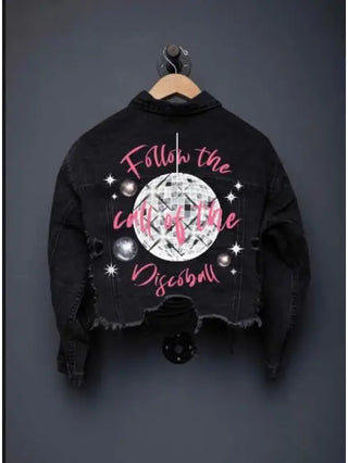 Discoball Call Crop Denim Jacket