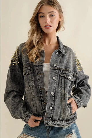 Shoulder Studded Denim Jacket