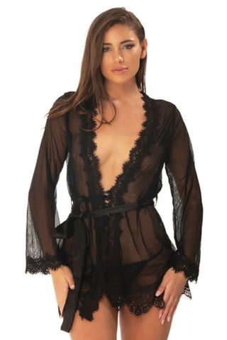 Provence Chiffon/Lace Robe 2pc Set | Oh la la Cheri