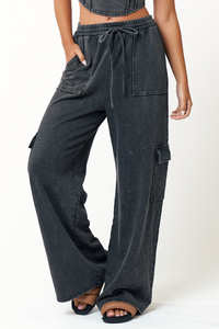 Straight Leg Cargo Sweatpants - Vintage Black