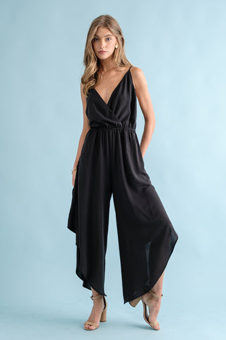 Spaghetti Strap Surplice Romper with Back Tie and Pockets