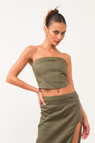 Esme Strapless Denim Bustier Top