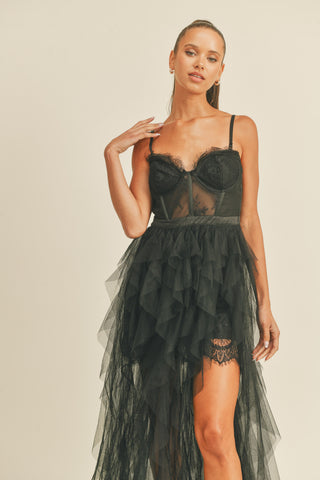 Tulle Maxi Dress With Side Slit
