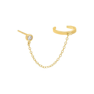 Bezel Chain Stud Ear Cuff | Adina Eden