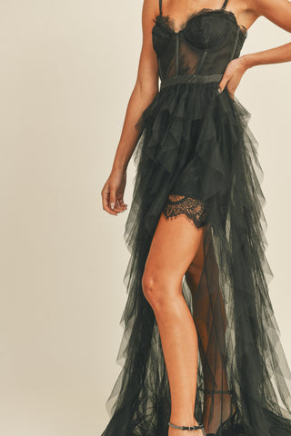 Tulle Maxi Dress With Side Slit
