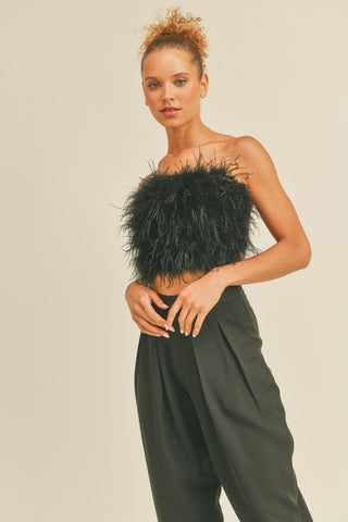 Feather Tube Top - Black