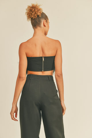 Feather Tube Top - Black