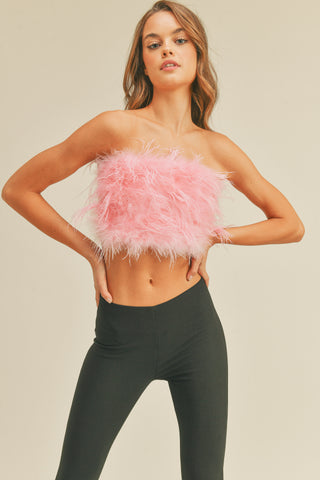 Feather Tube Top - Pink