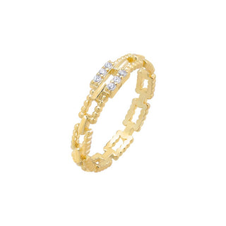 Pave Beaded Box Chain Ring | Adina Eden